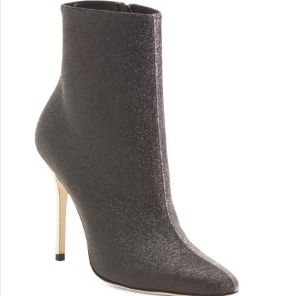 Manolo Blahnik Black/Grey Glitter Booty 39IT